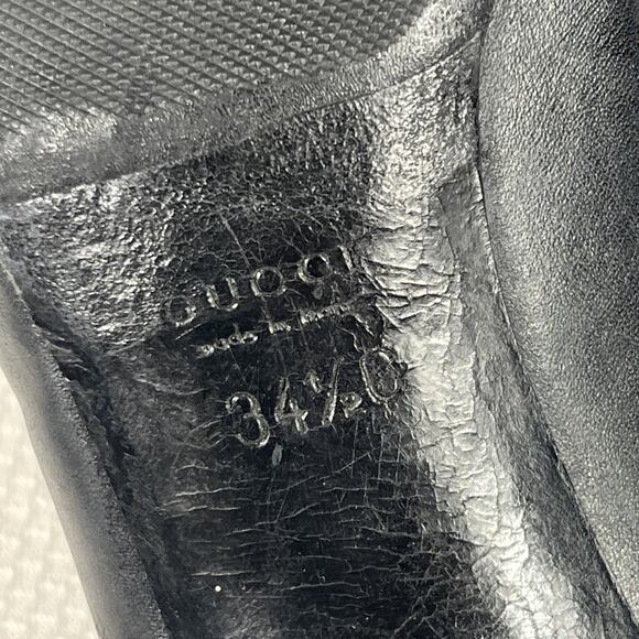 Gucci Women's Black Leather Pointed-Toe Heel Pumps 34.5 C - Picture 10 of 13